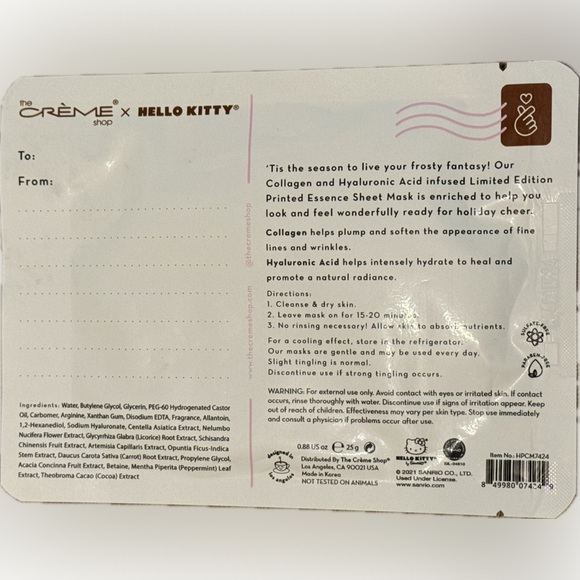 Brand New Excellent Product The CRÈME Shop X HELLO KITTY  Sheet Mask - Picture 2 of 5